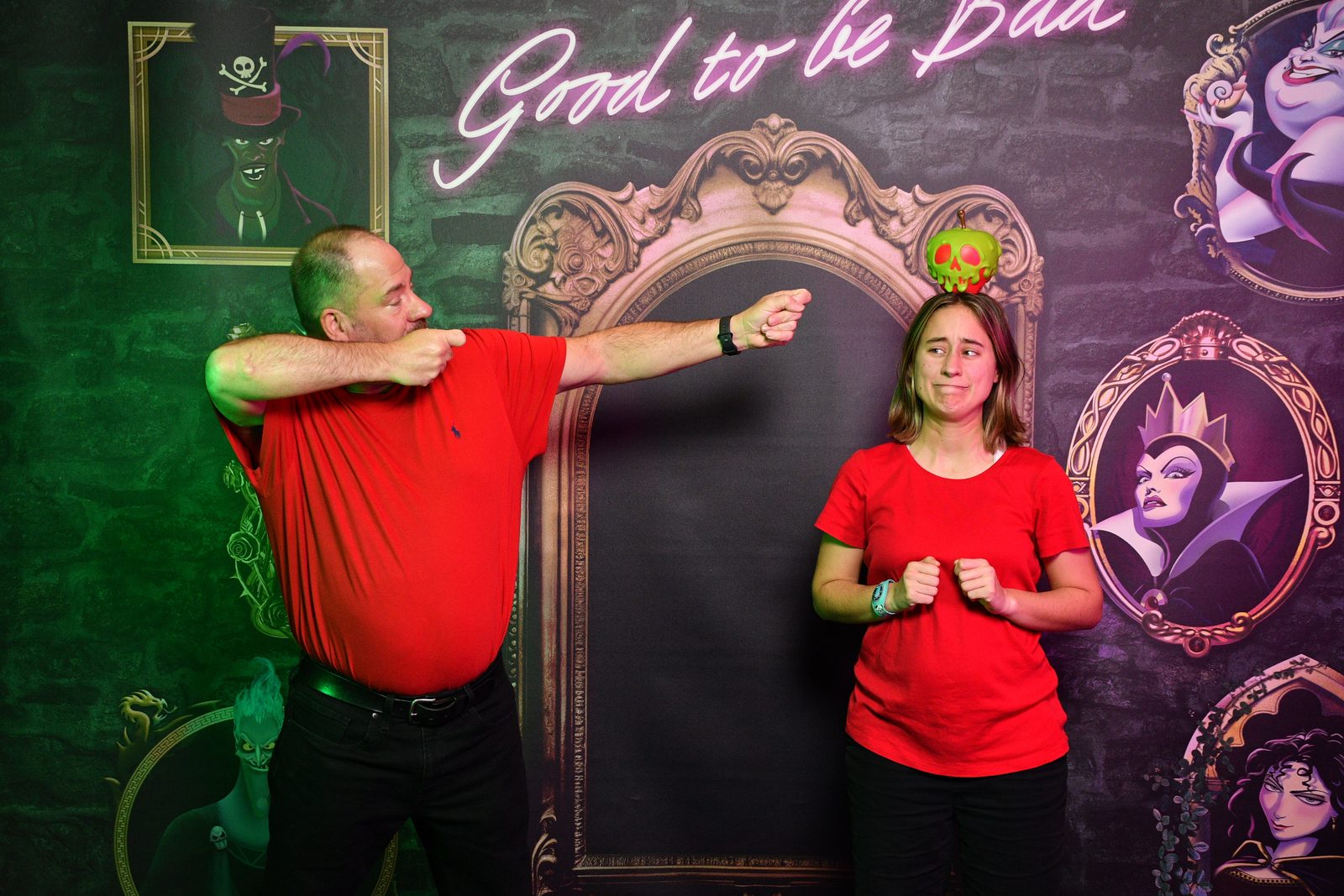 Lisa and Michael at the Villains backdrop