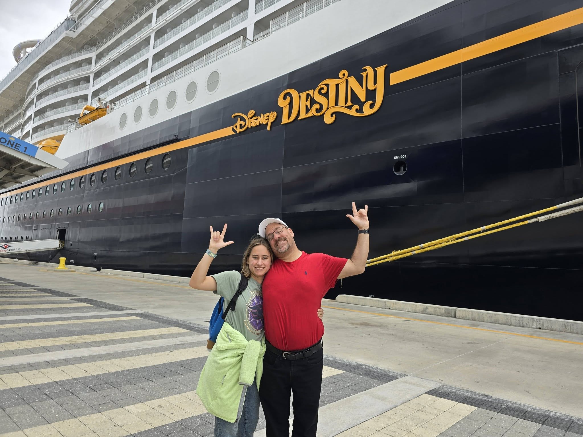 Lisa and Michael in front of the Destiny in Nassau