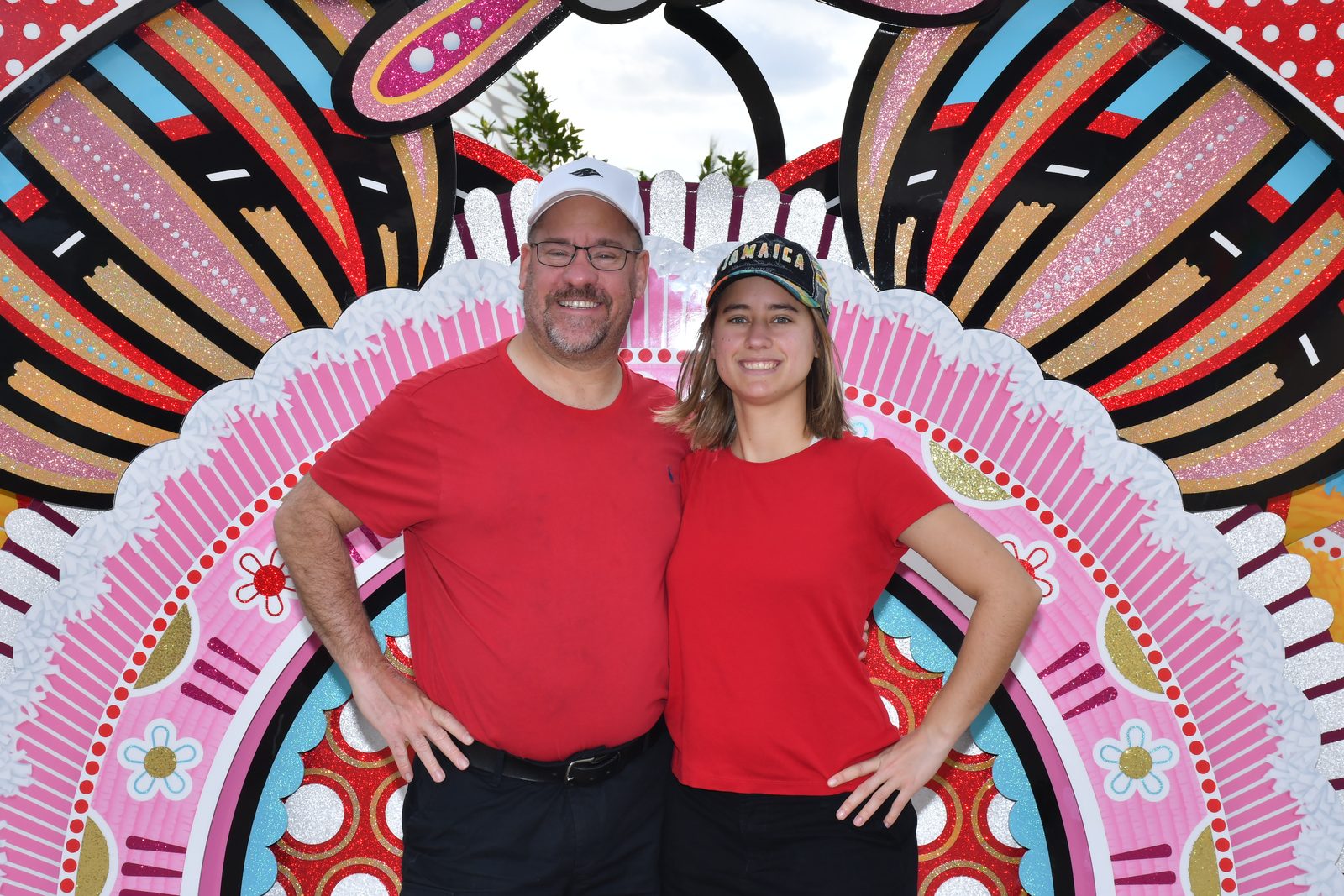 Lisa and Michael at the photo wall on Lookout Cay