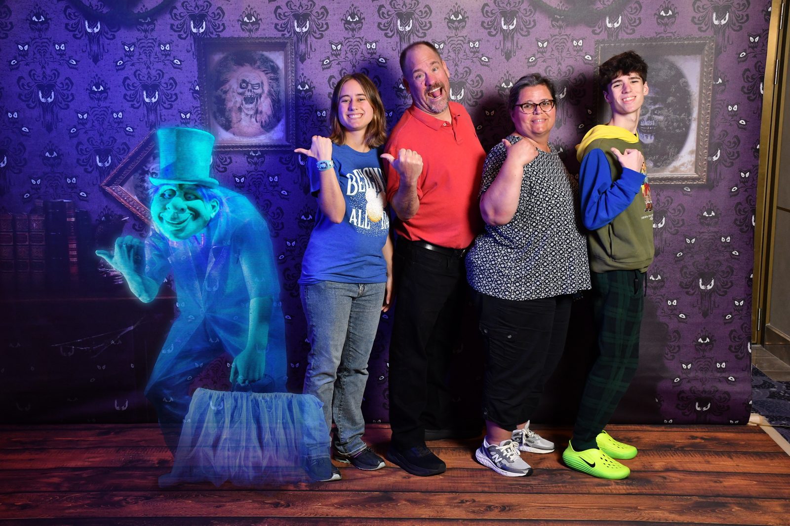 Haunted Mansion ghost photo, all four together