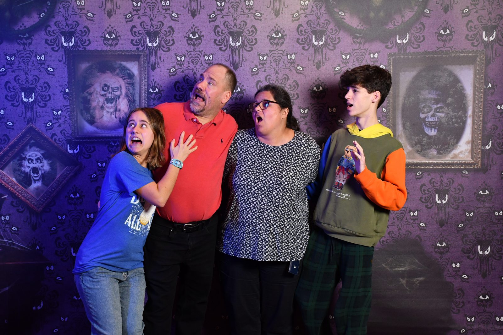All of us hamming it up at the Haunted Mansion