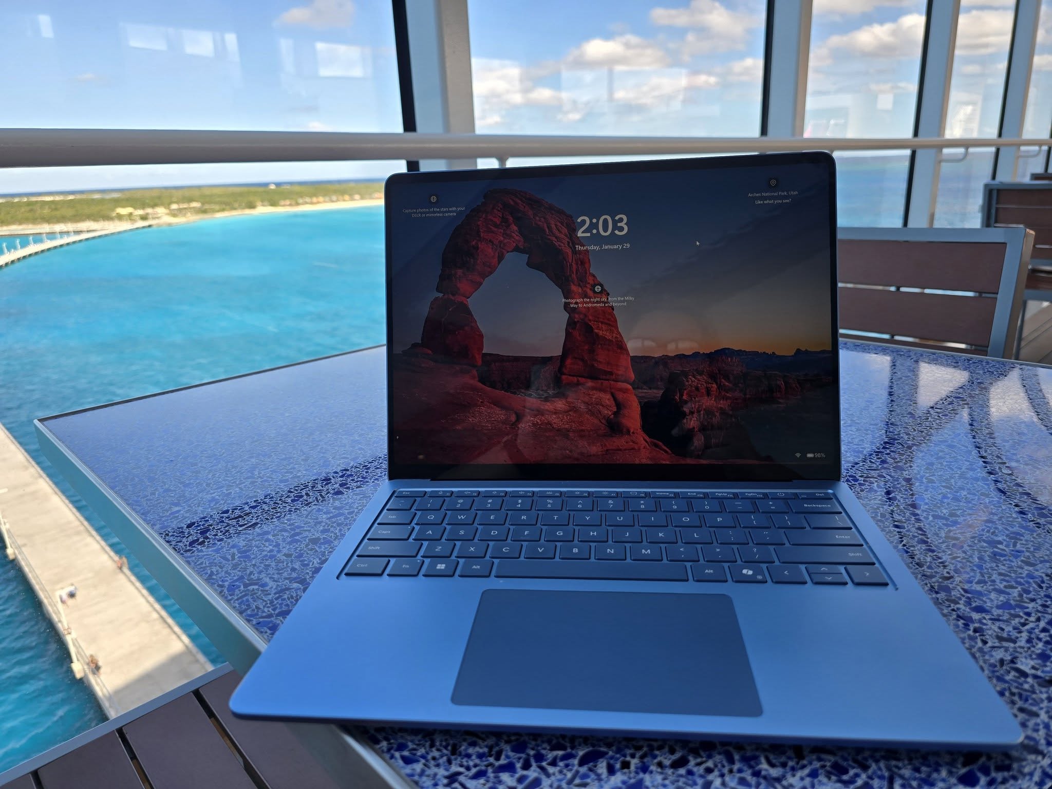 Kathy's office view from the verandah at Lookout Cay