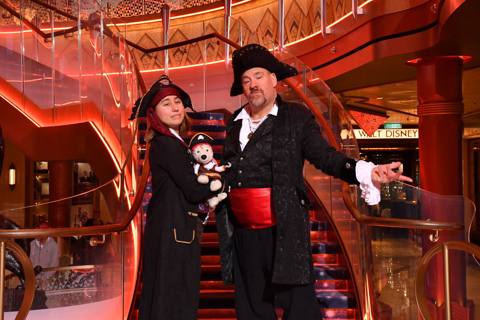 Lisa and Michael on the grand staircase on Pirate Night