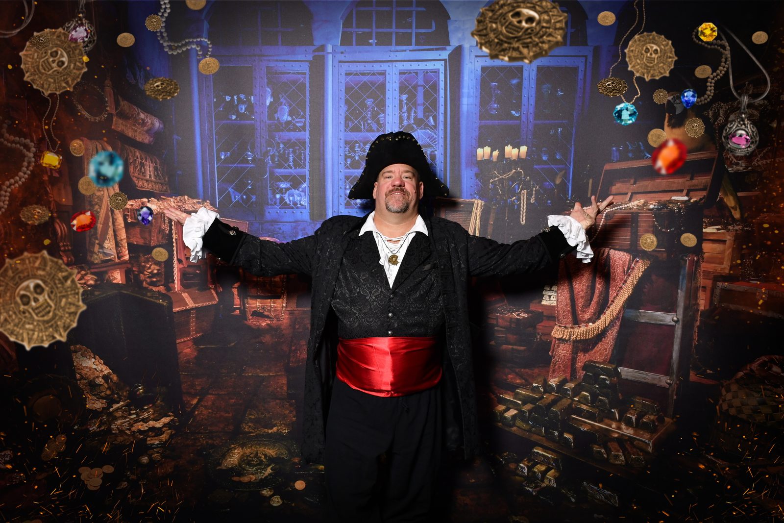 Michael strikes a pirate pose