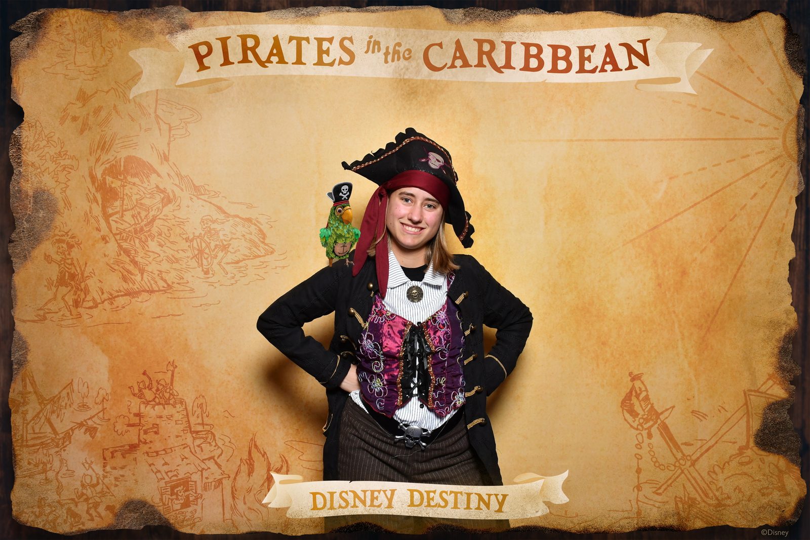 Lisa at the Pirates of the Caribbean backdrop