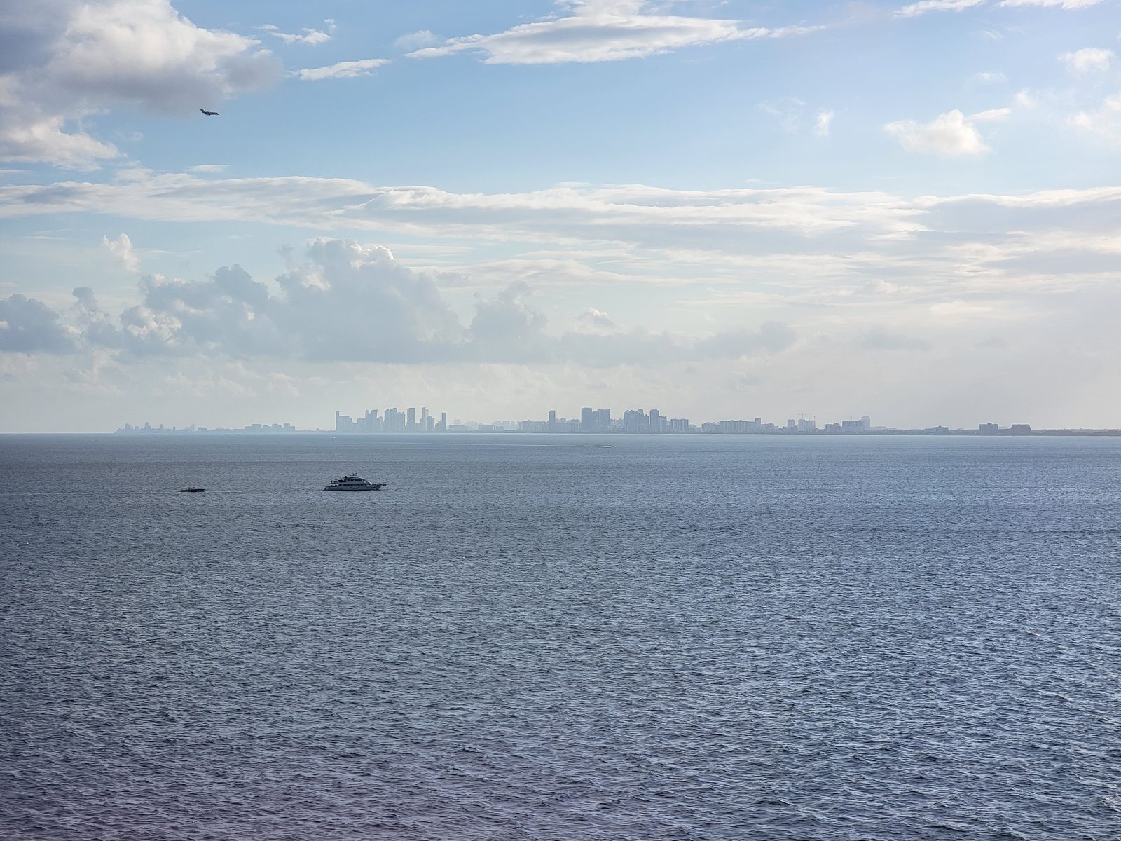 The Florida coast behind us, open water ahead