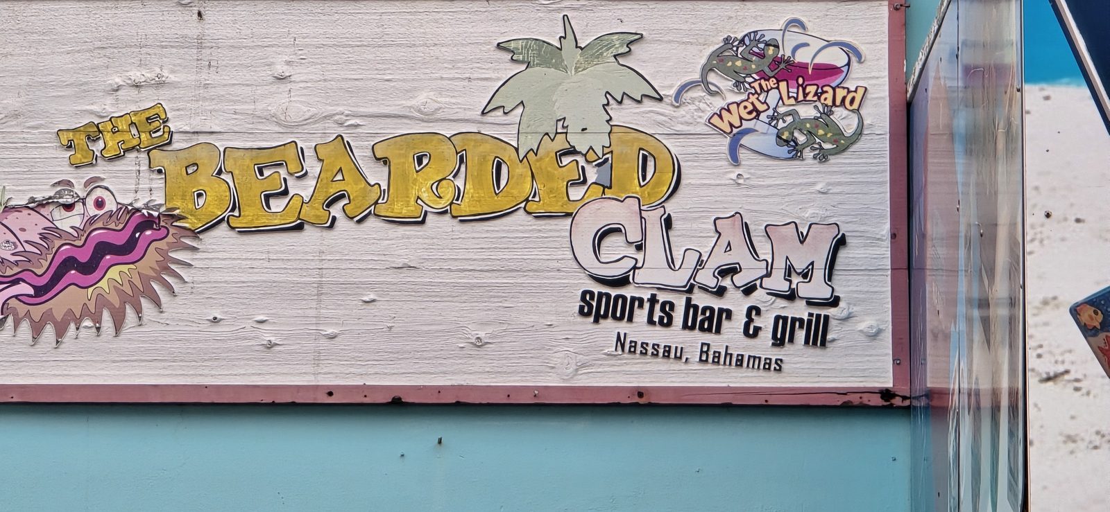 The Bearded Clam sign in Nassau
