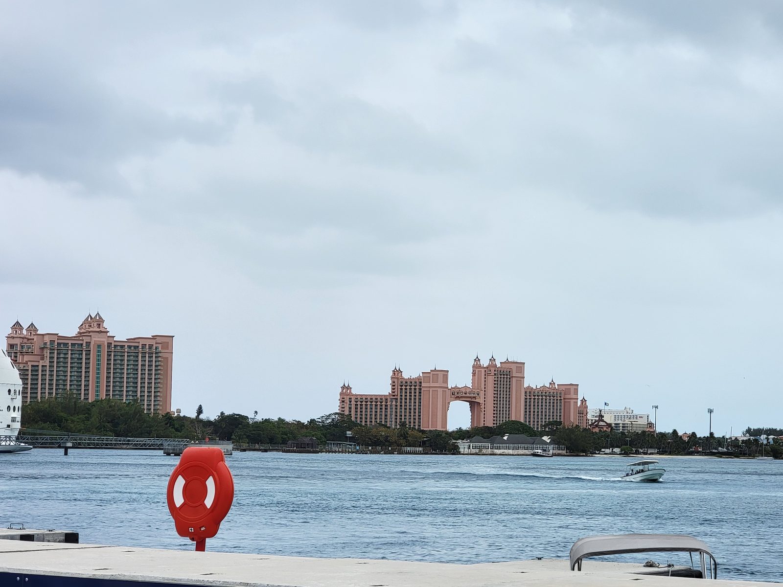 Atlantis towers across Nassau harbor