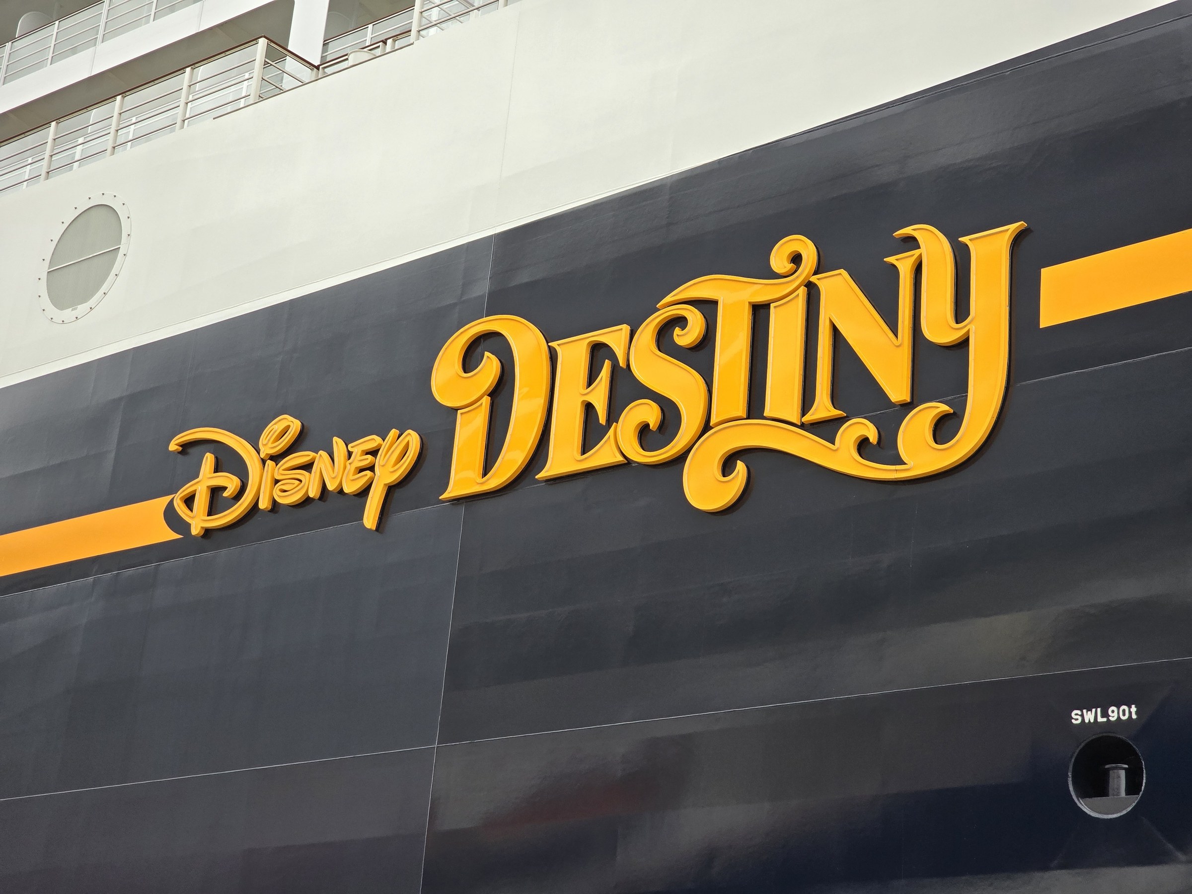 The Disney Destiny's name along the hull