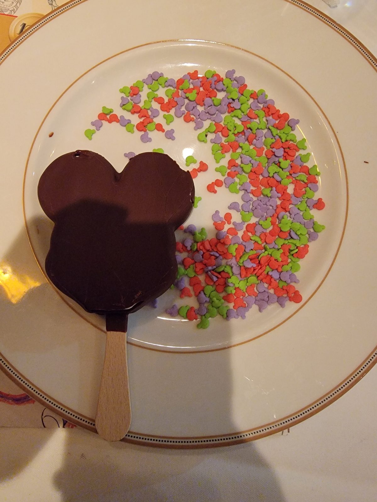 A Mickey-shaped ice cream treat on the ship