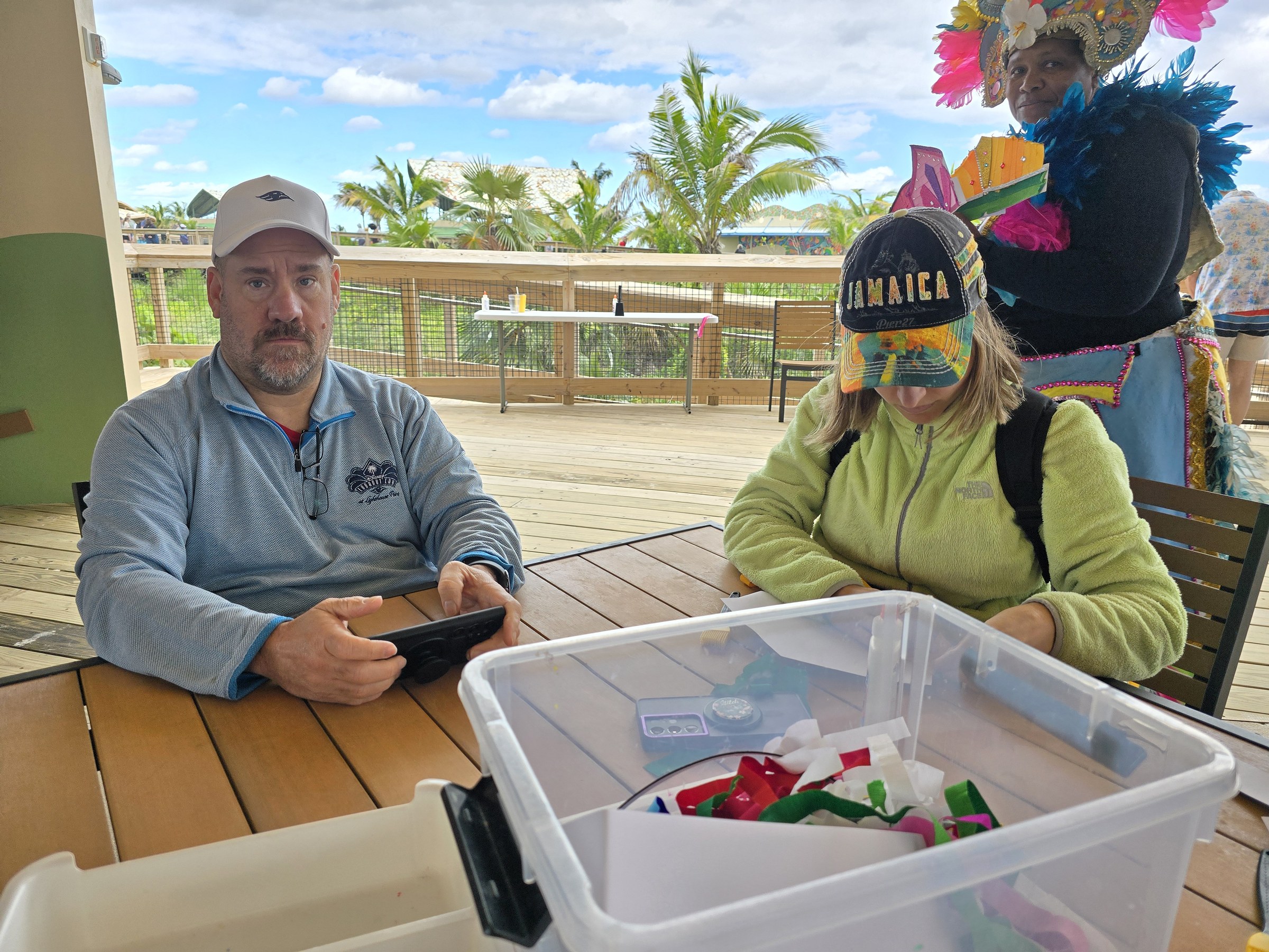 Lisa and Michael at the Junkanoo craft table