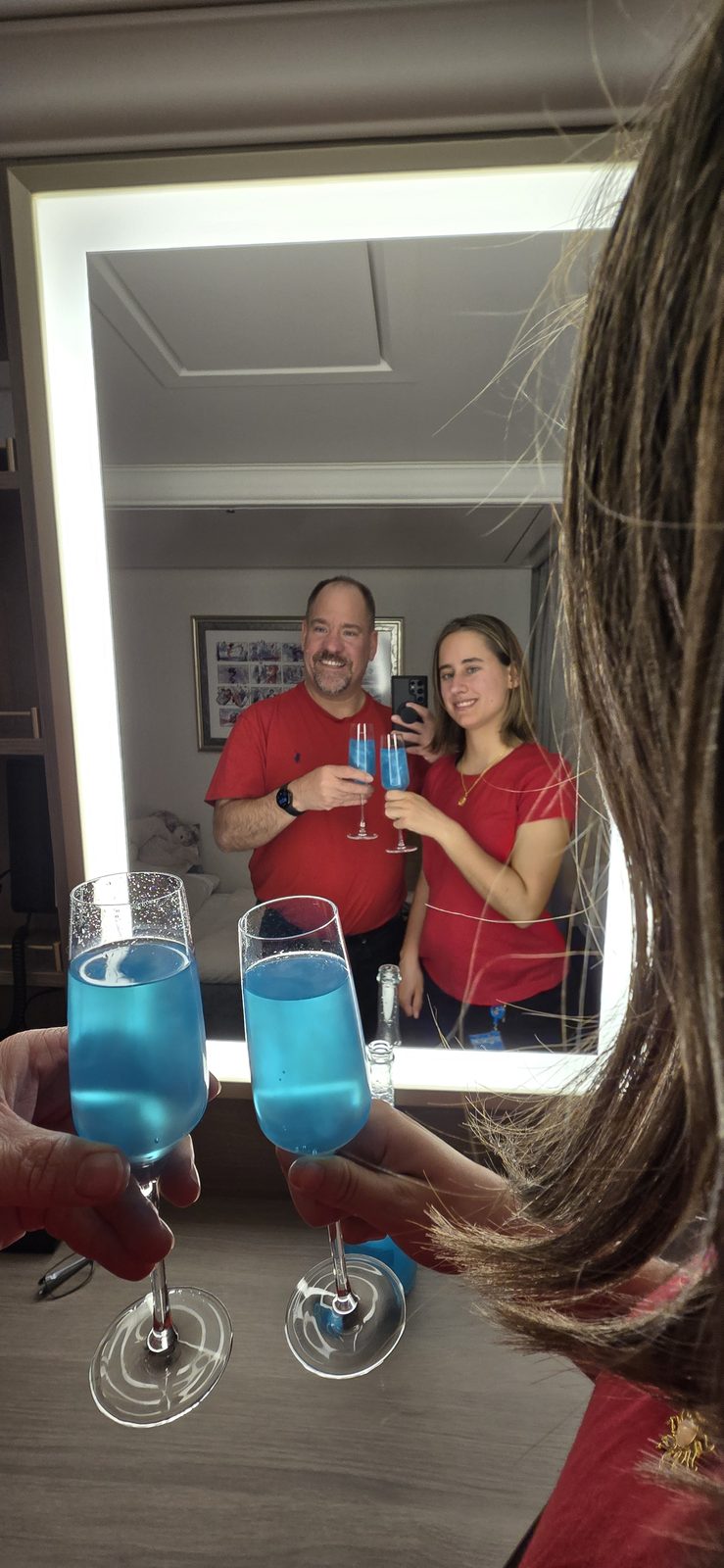 Evening drinks reflected in the mirror