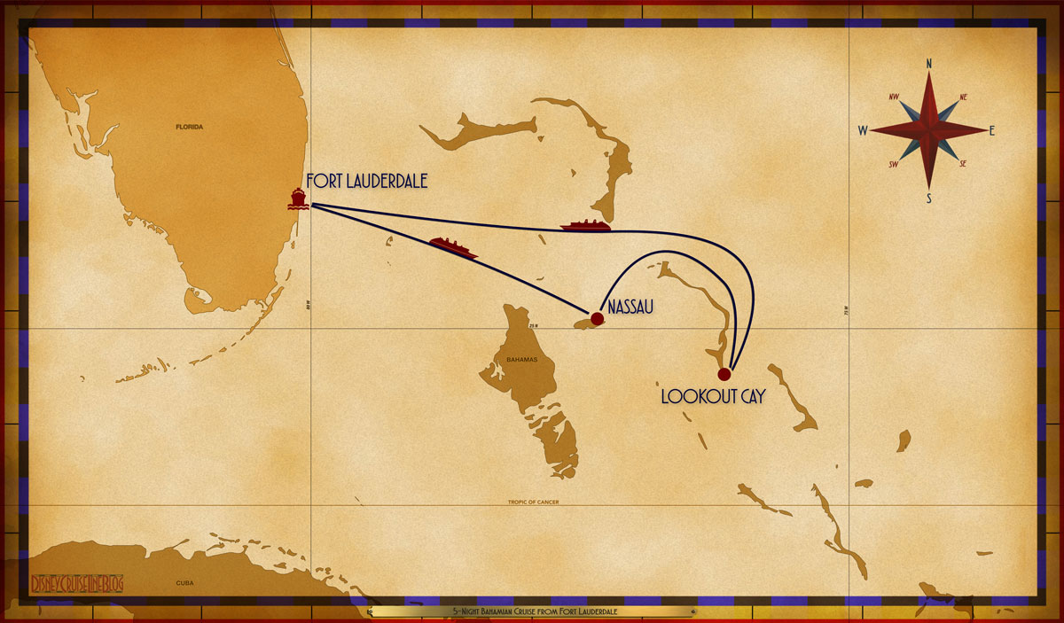 Itinerary map courtesy of DisneyCruiseLineBlog.com