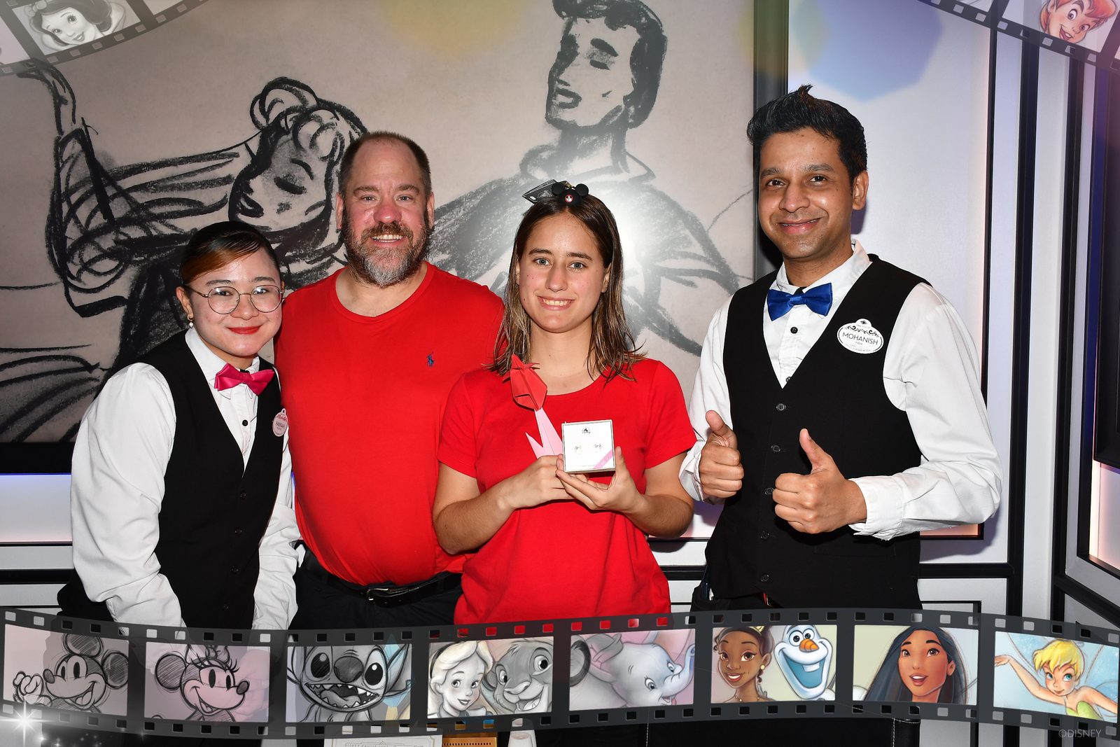 Hannah, Michael, Lisa and Mohanish at Animator's Palate, where our dining team surprised Lisa with a gift