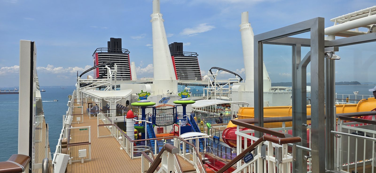 The pool deck of the Disney Adventure in Singapore
