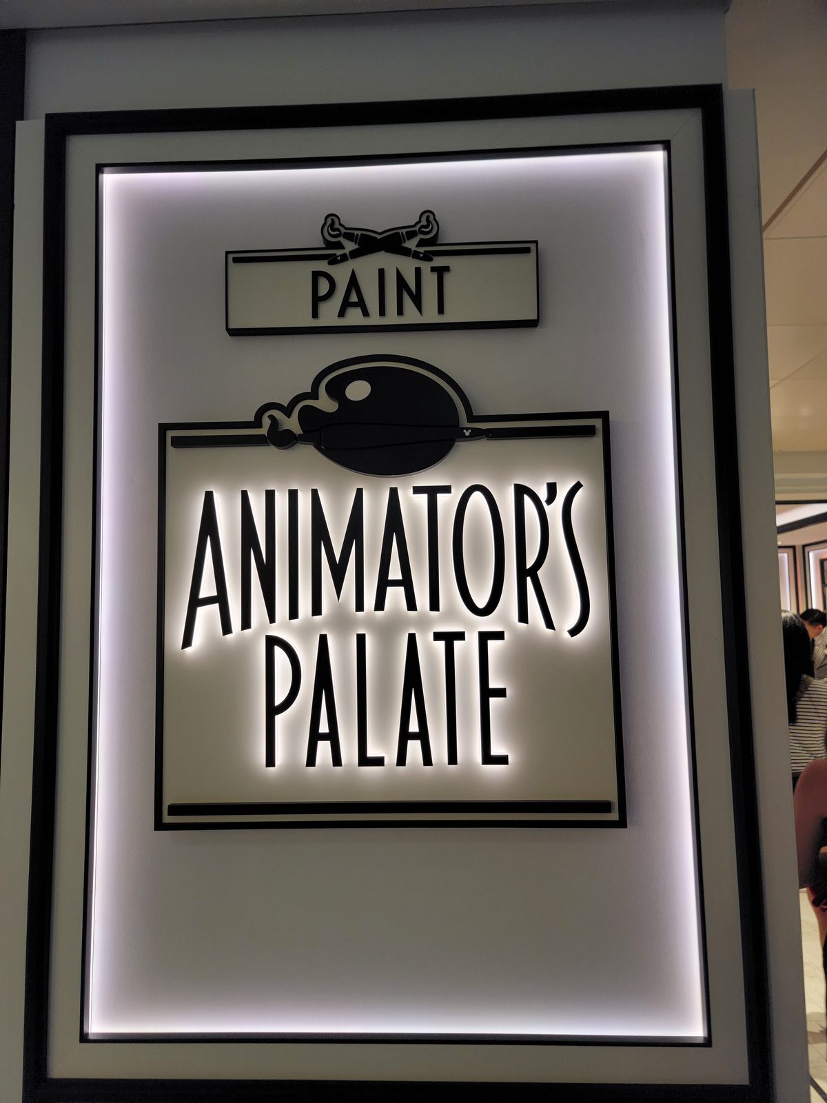 The Animator's Palate sign before our first dinner on board