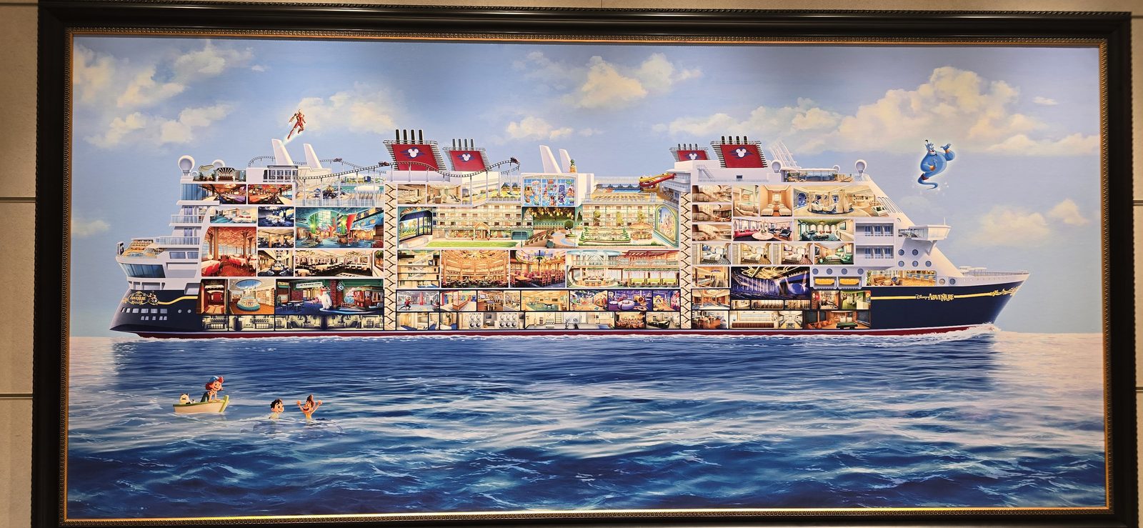 Cutaway painting of the Disney Adventure on board