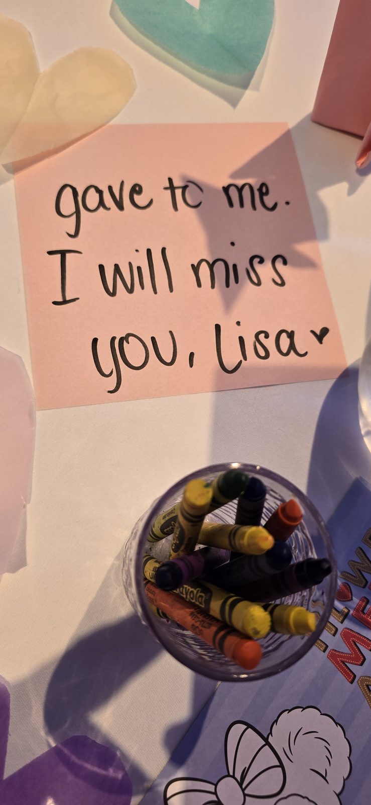 A goodbye note from our server, on the last night