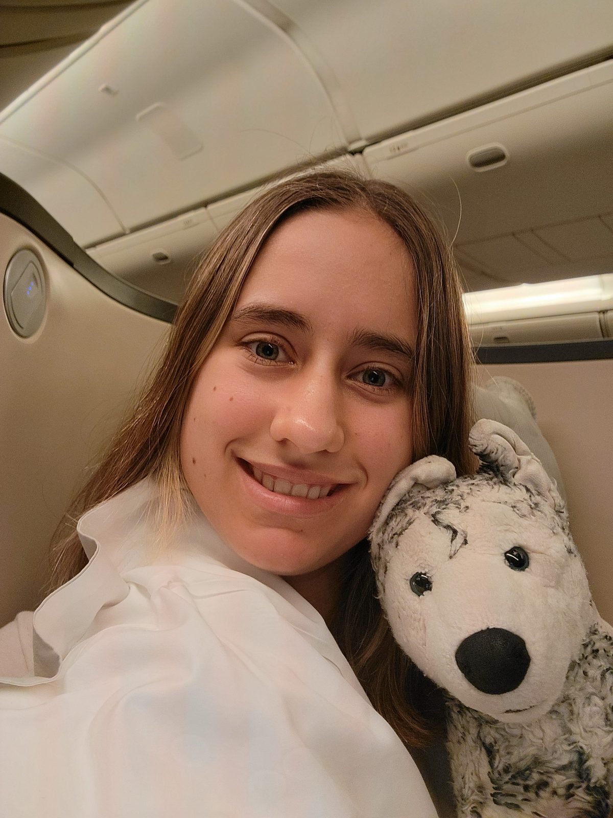 Settled in for the overnight flight to San Francisco