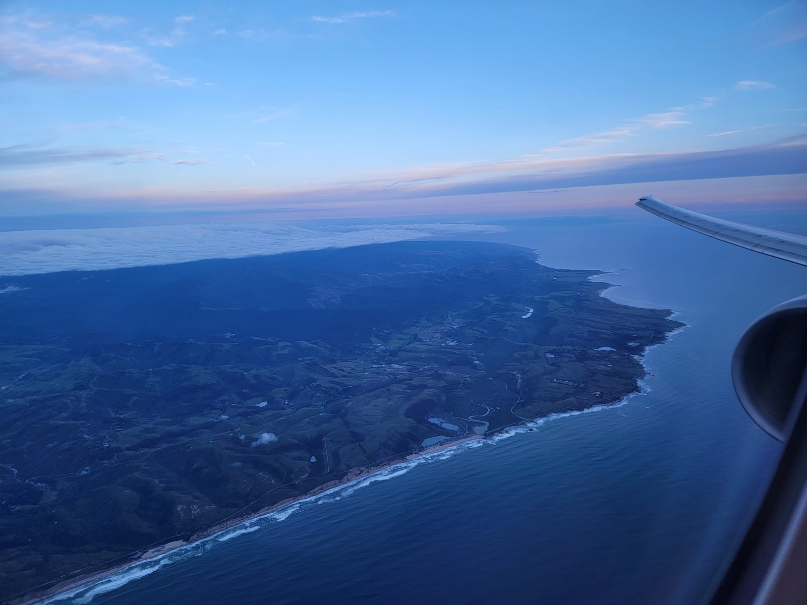 The coast coming into view on our way home