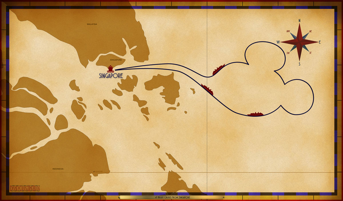 Itinerary map courtesy of DisneyCruiseLineBlog.com