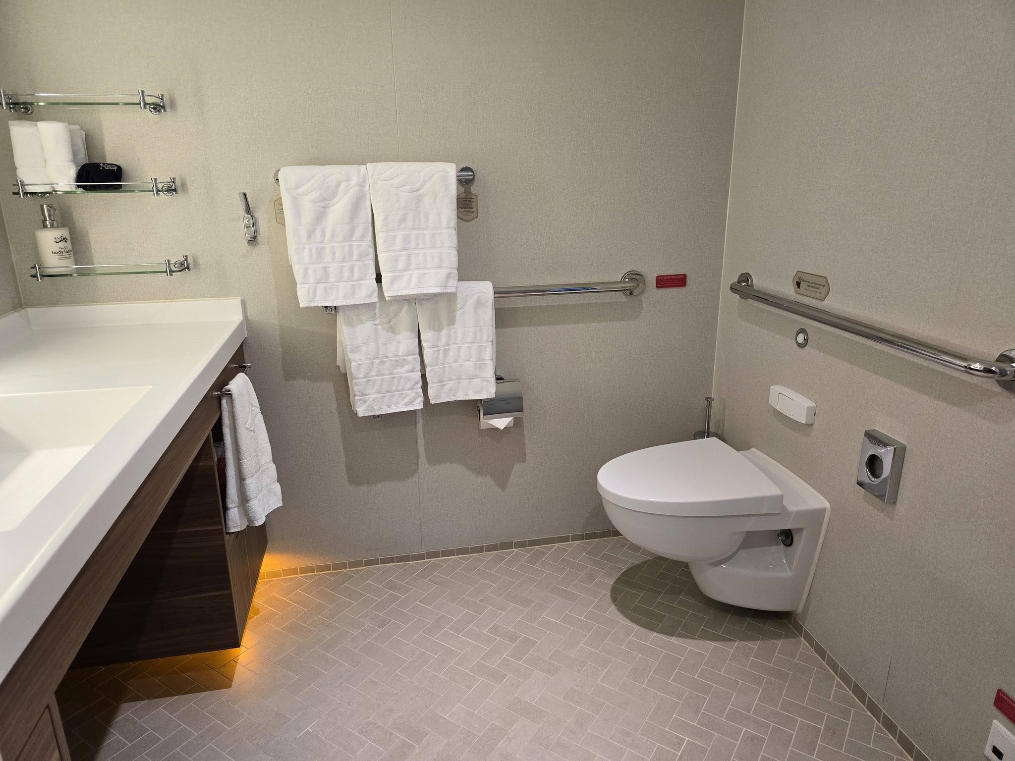 The stateroom's accessible bathroom