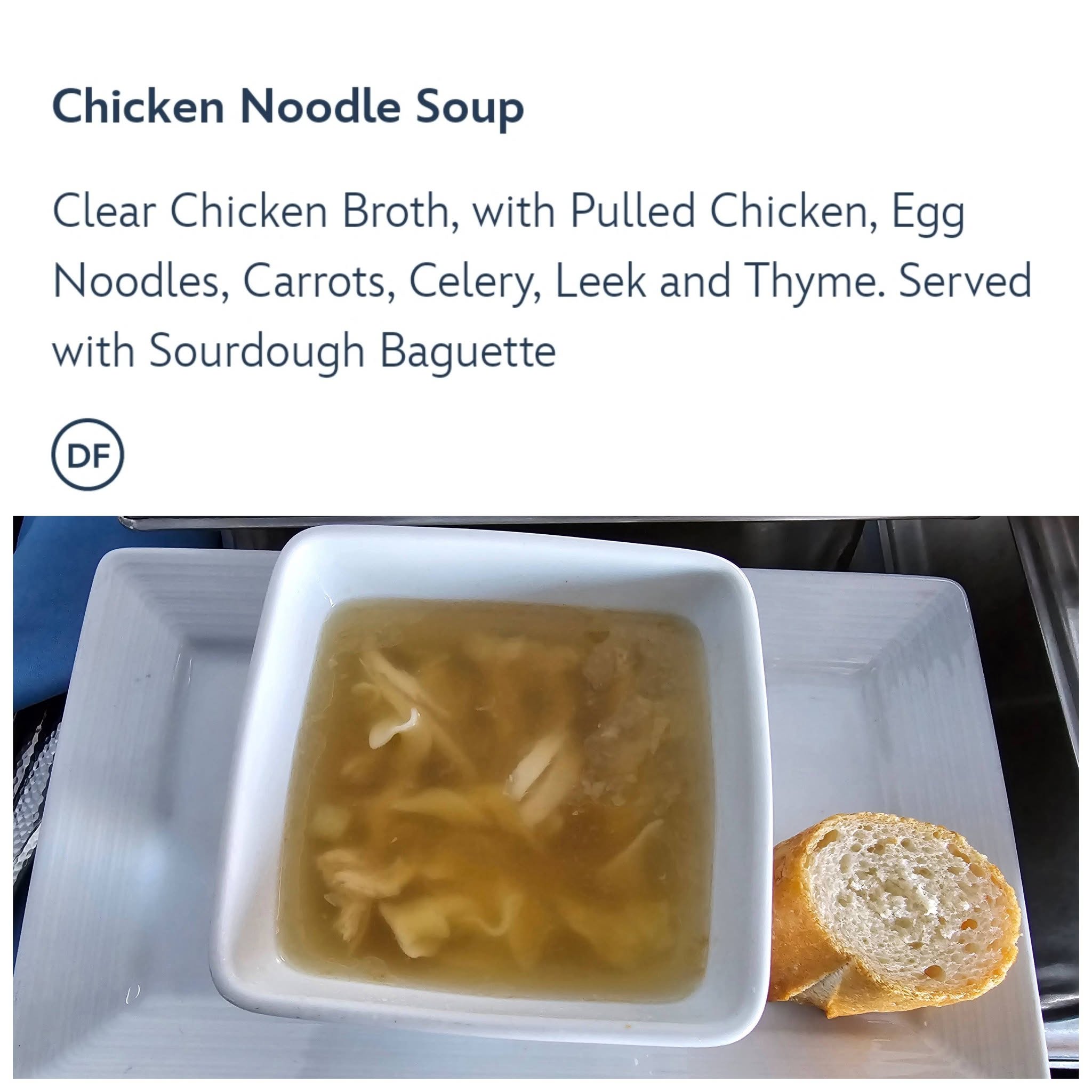Chicken noodle soup from room service
