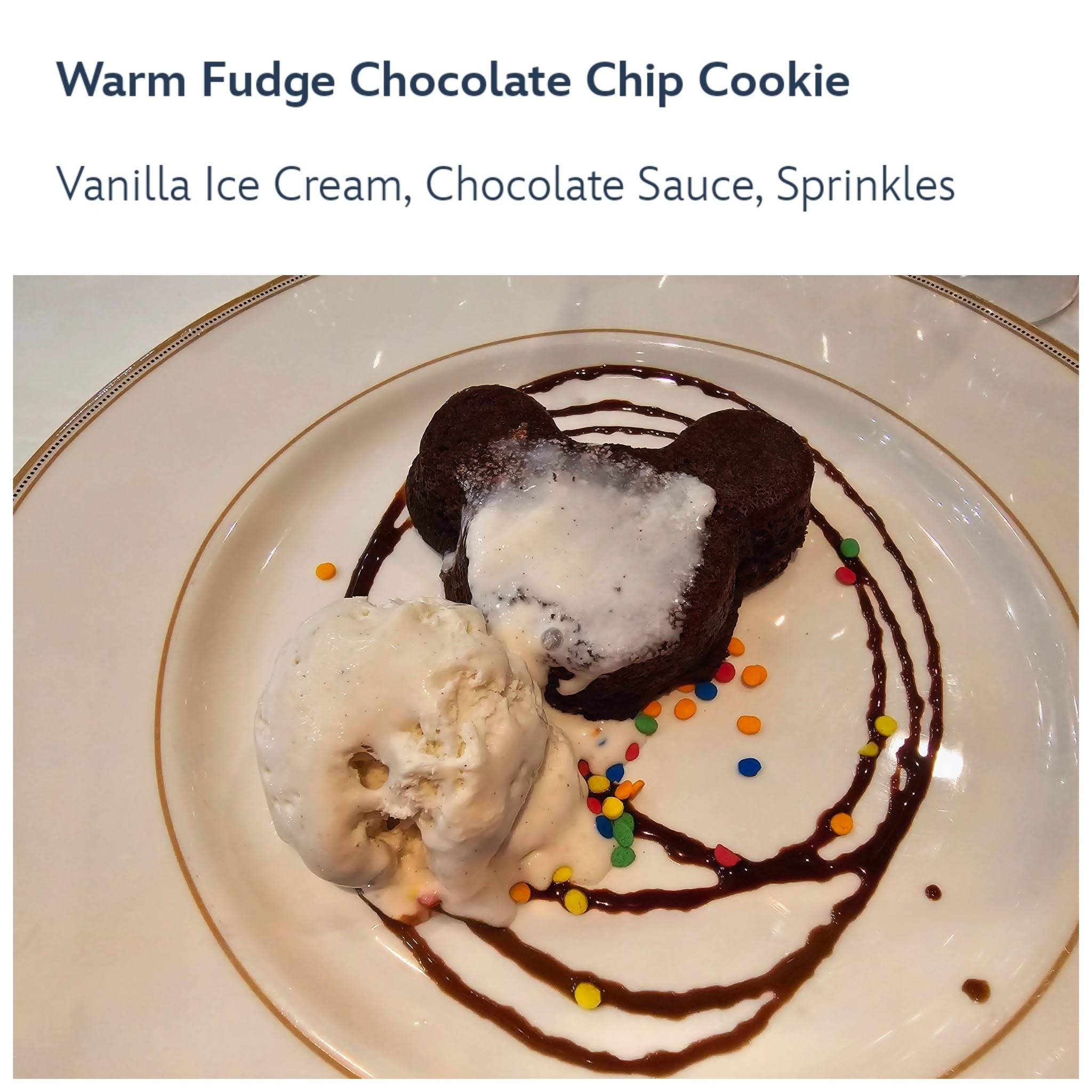 A warm chocolate chip cookie to finish at 1923
