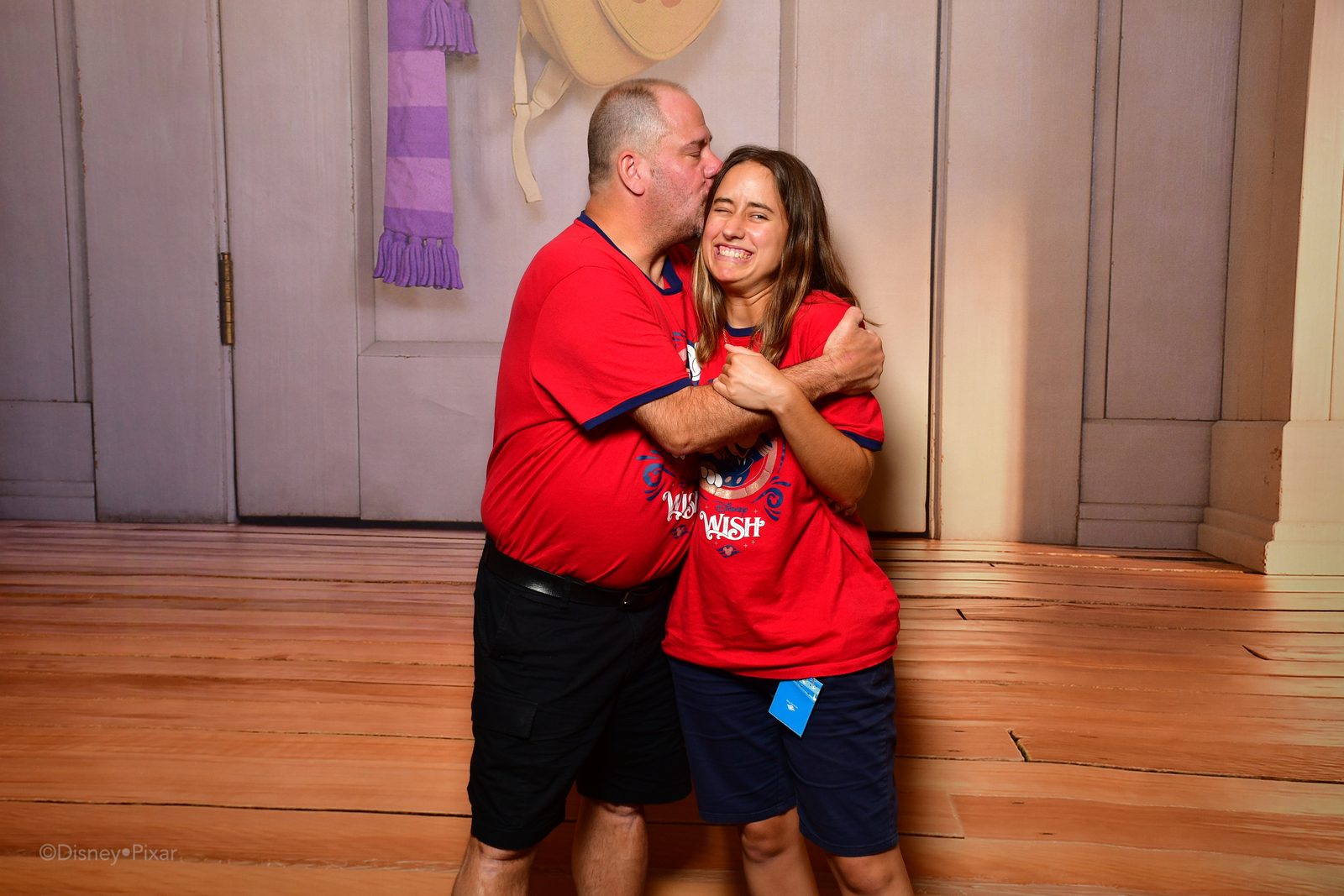 Father-daughter portrait, Toy Story backdrop