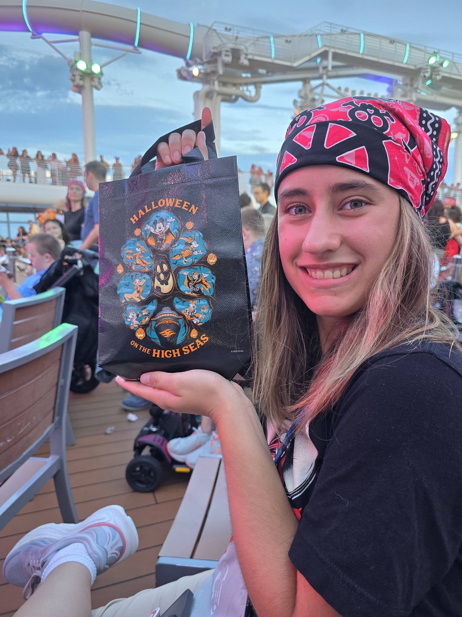 Lisa with her candy bag at Mickey's Mouse-Querade Party