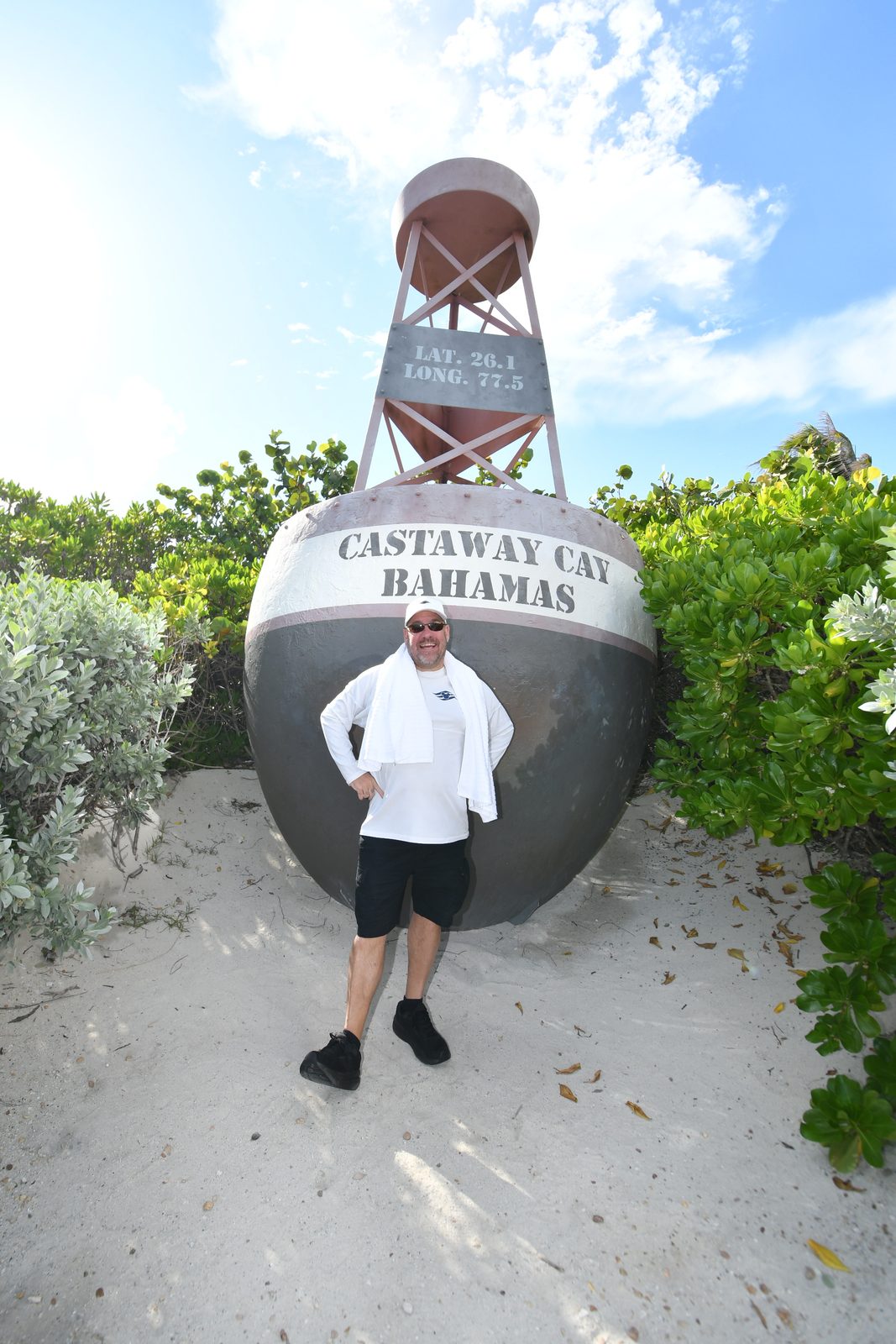 At the Castaway Cay buoy sign