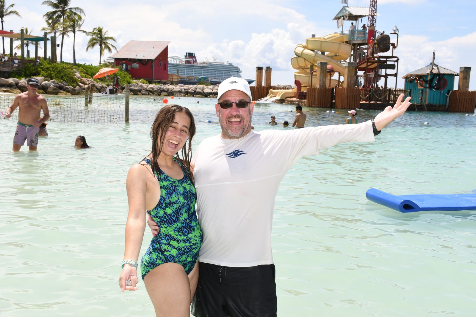 Lisa and me splashing around at Castaway Cay
