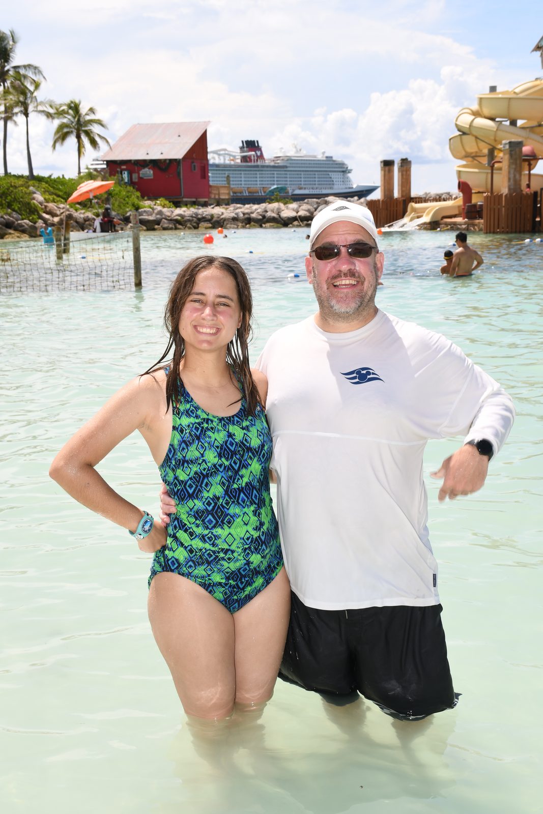 Wading near the pirate ship splash pad