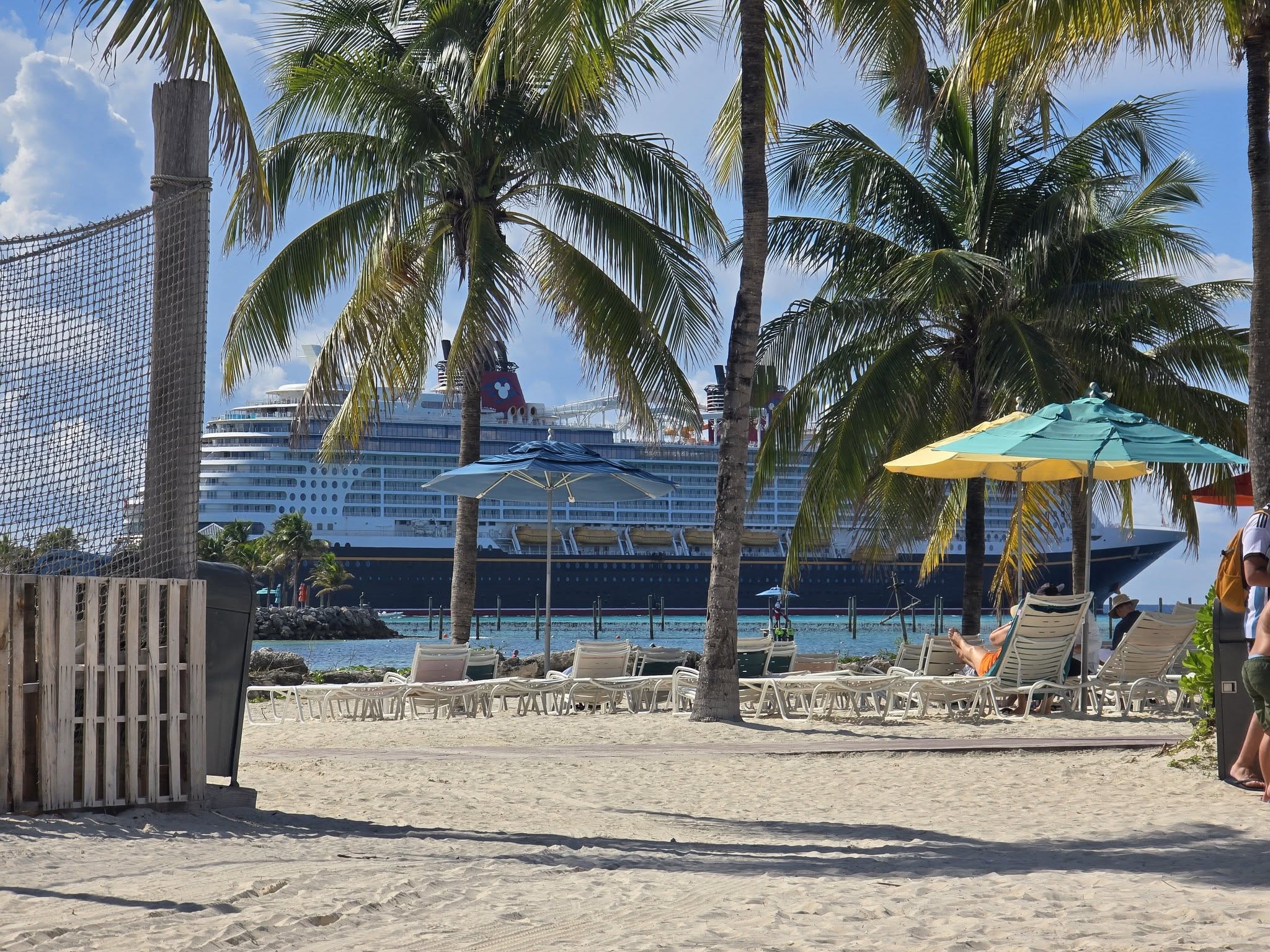 The Disney Wish from Kathy's beach chair on Castaway Cay