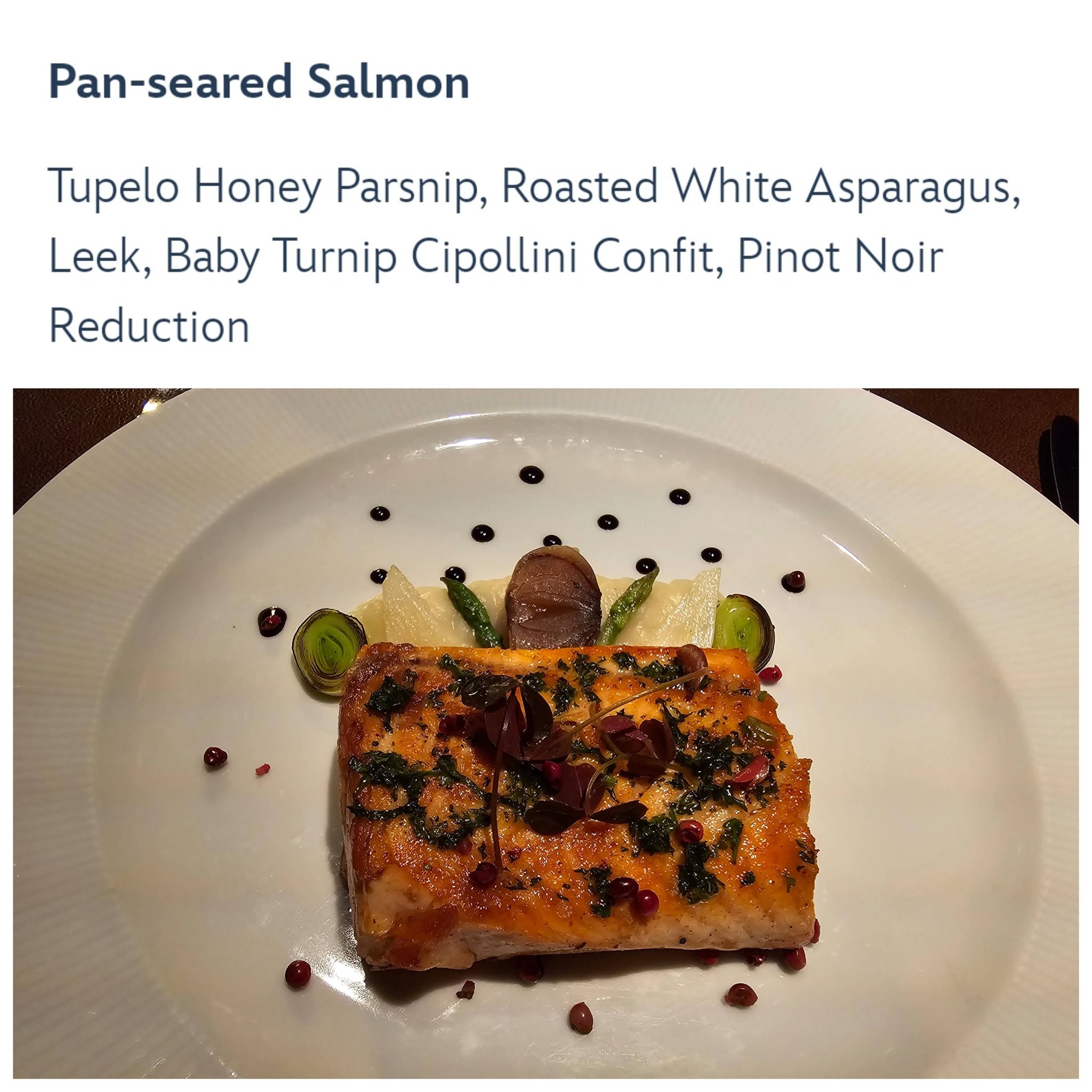Pan-seared salmon at Palo Steakhouse