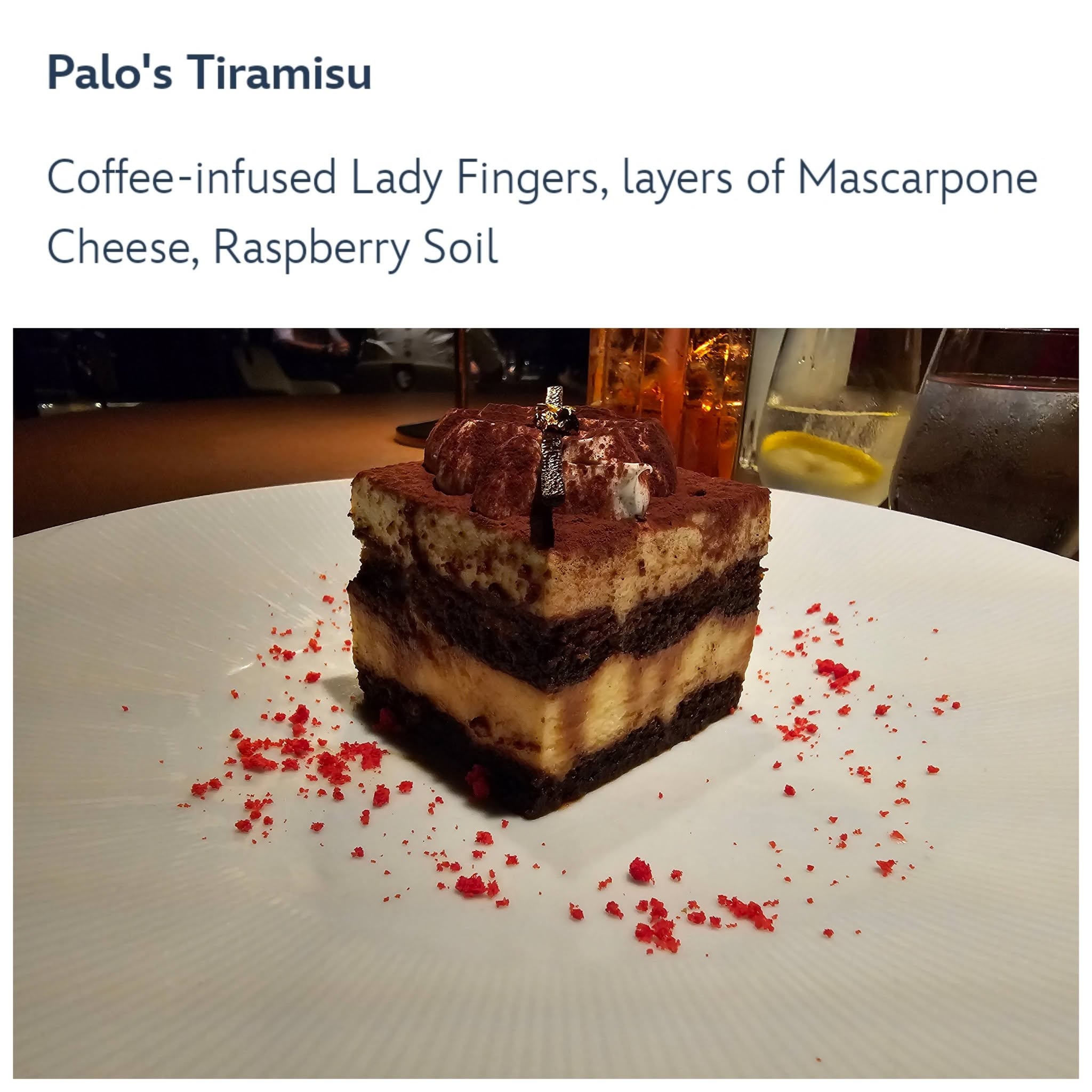Tiramisu to finish at Palo Steakhouse