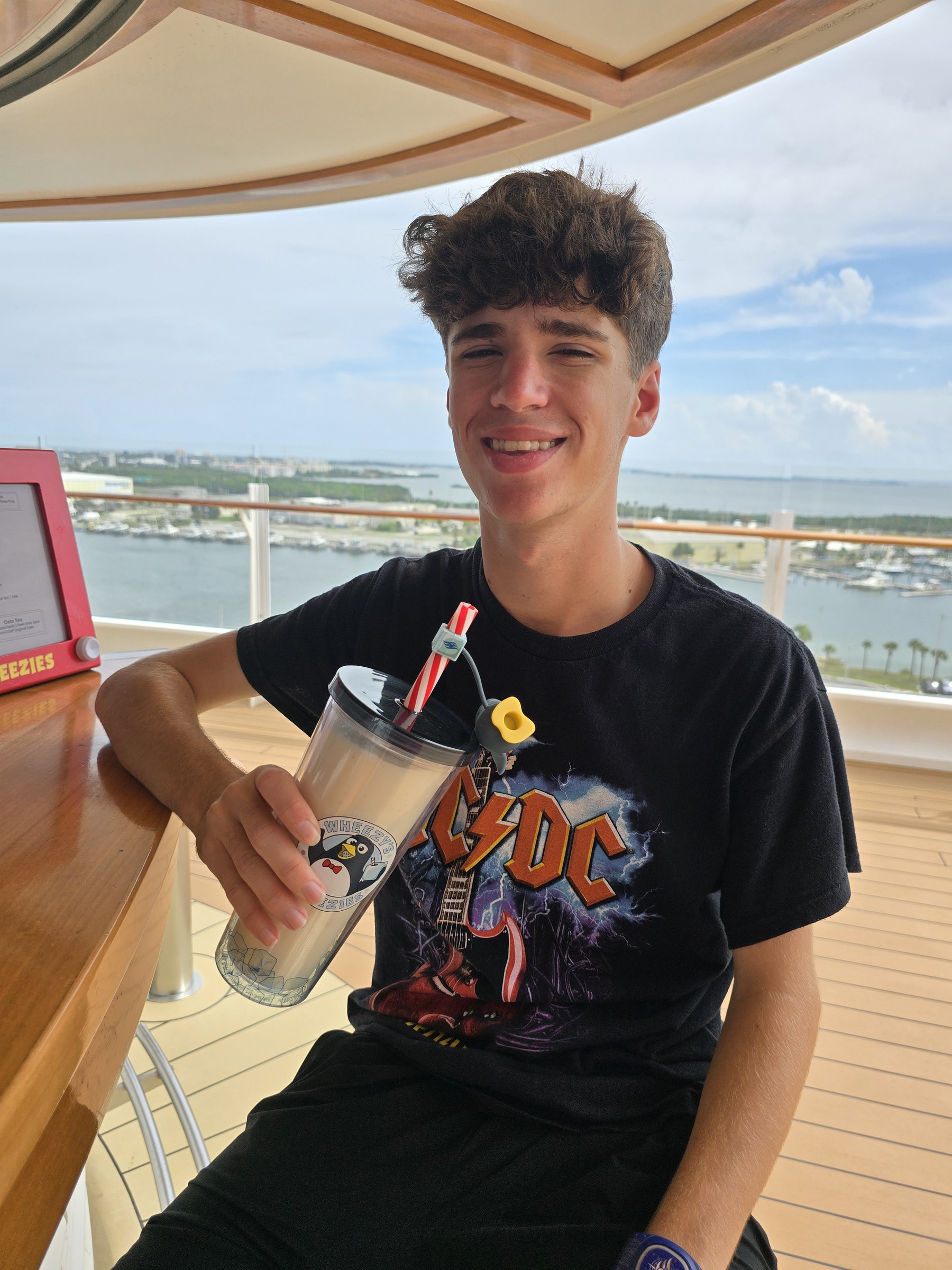 Thomas treated himself to a pina colada at Wheezy's Freezies