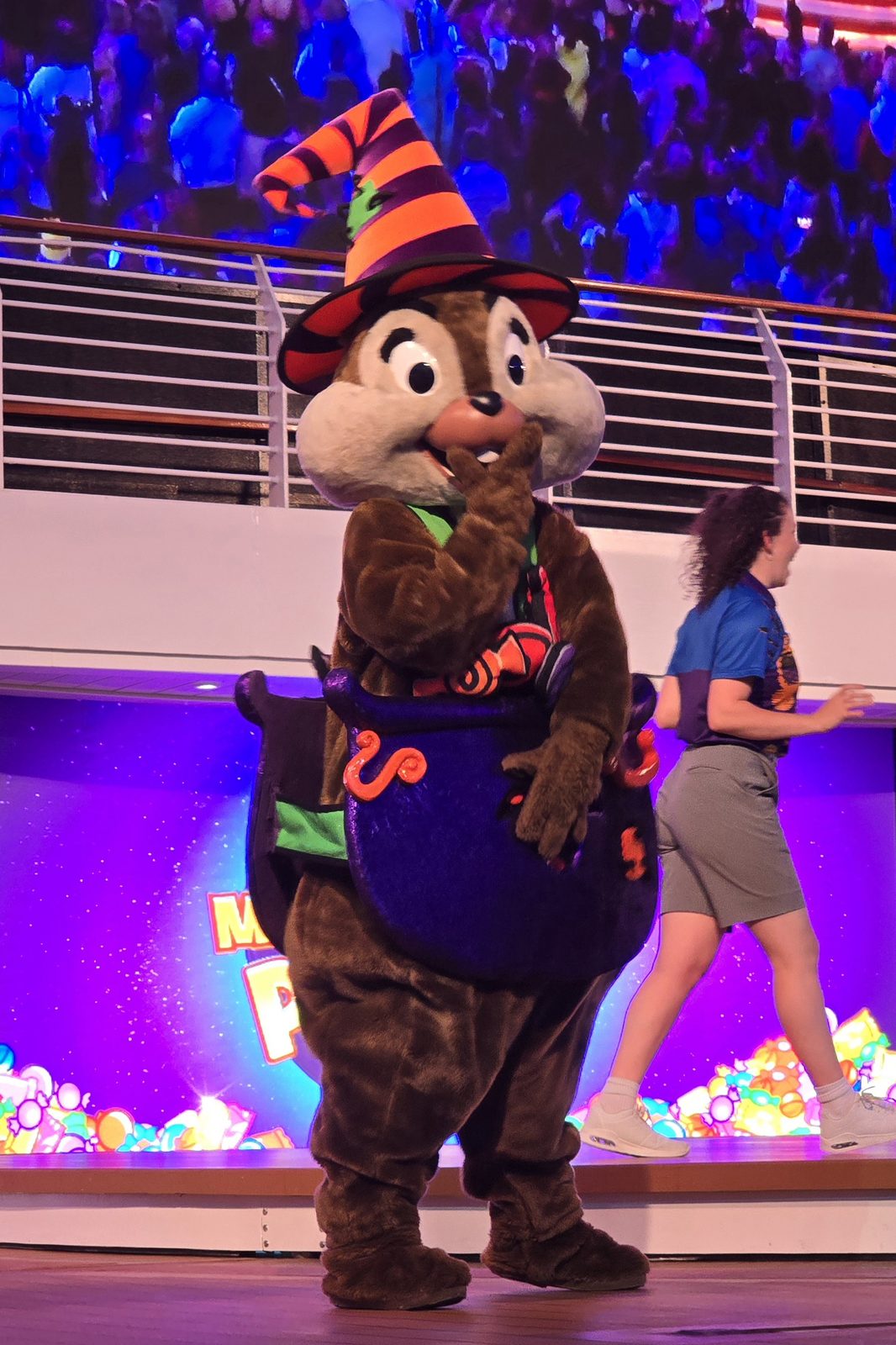 Chip in his witch hat and cauldron costume at Mickey's Mouse-Querade Party