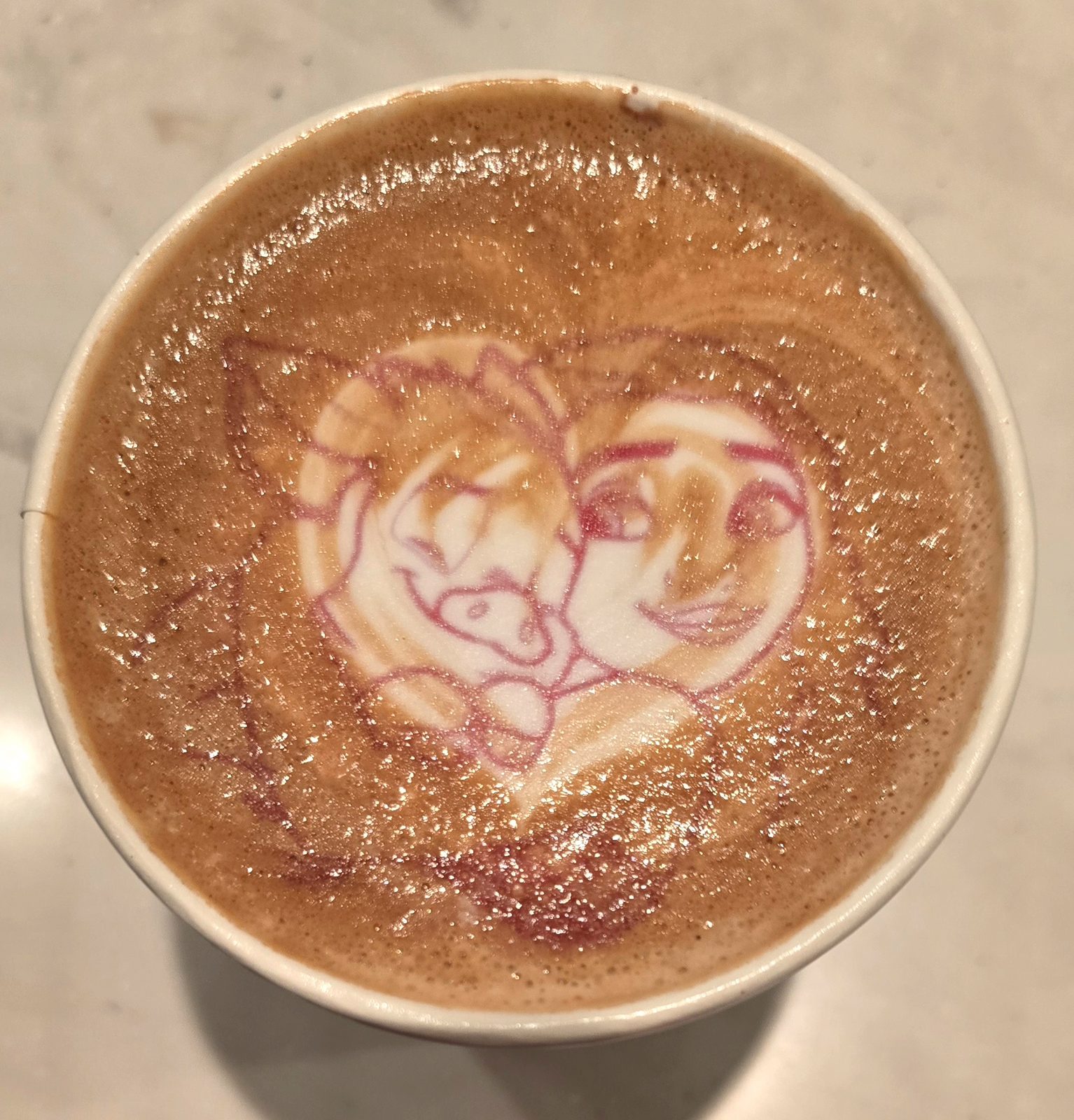 Latte art heart before dinner