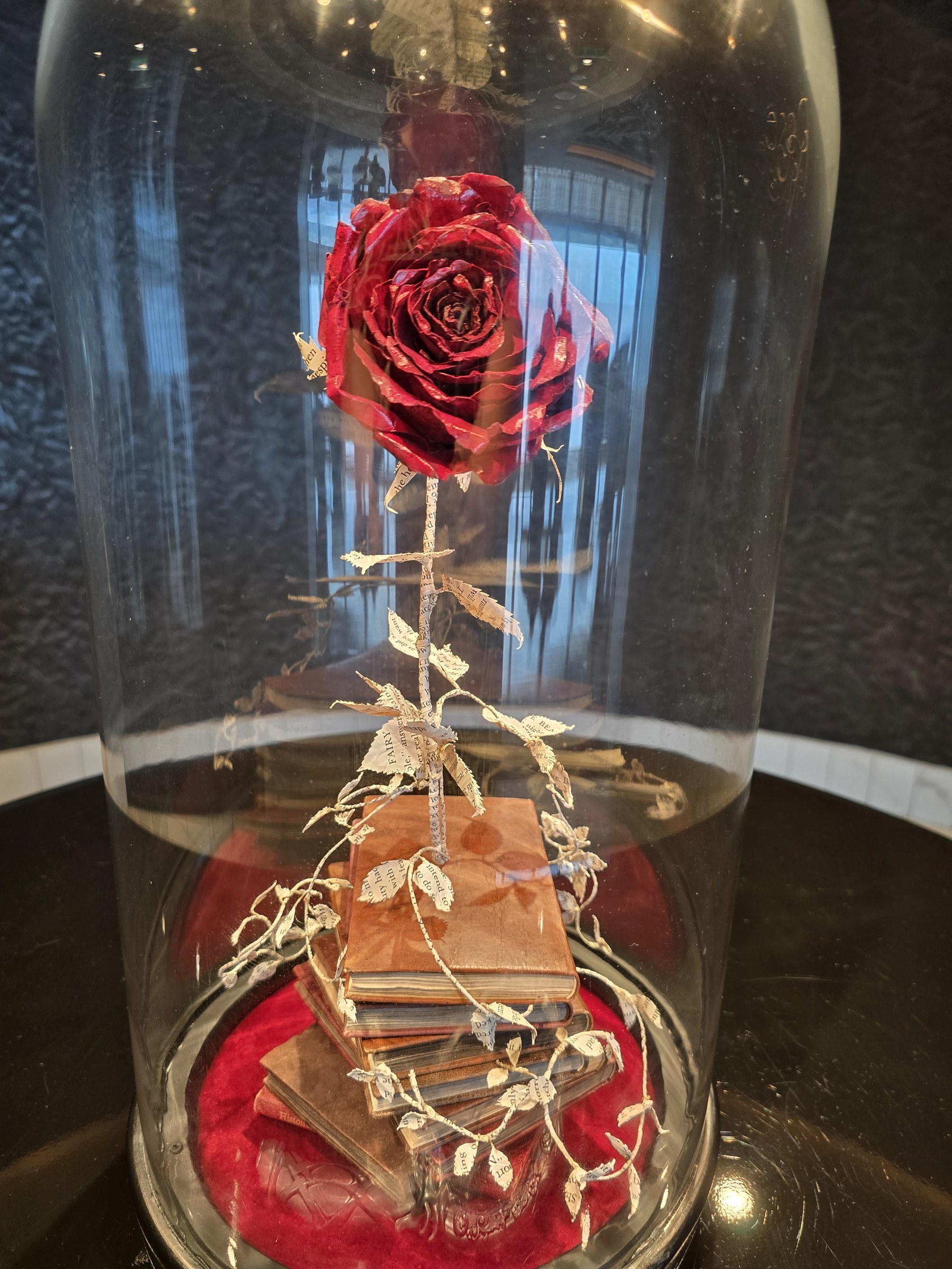 The enchanted rose in its glass