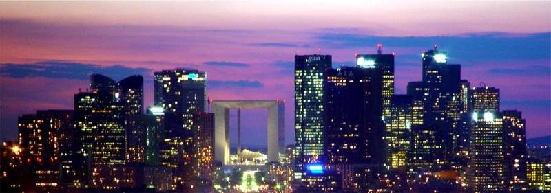 La Defense skyline at sunset