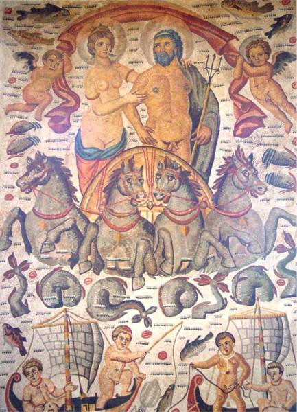A Roman mosaic of Neptune at the Louvre