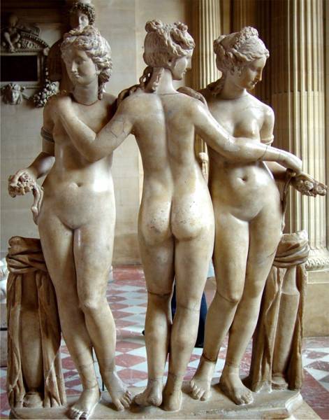 The Three Graces sculpture at the Louvre