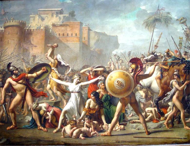 A battle scene painting at the Louvre