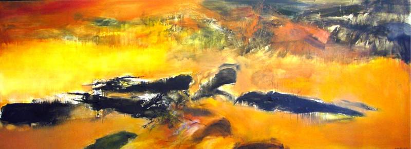 An orange abstract painting at Centre Pompidou