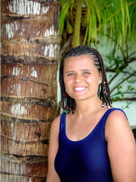 Kathy's new braids by the palms