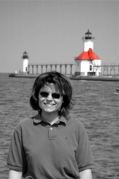 Kathy by the Lake Superior lighthouses