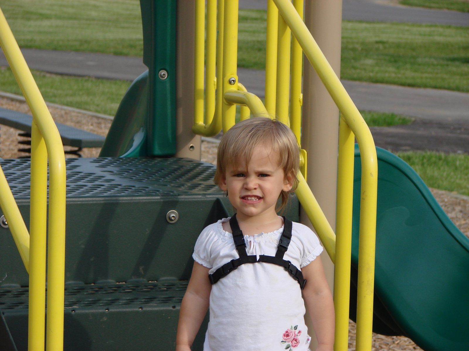 Lisa makes a face at the playground