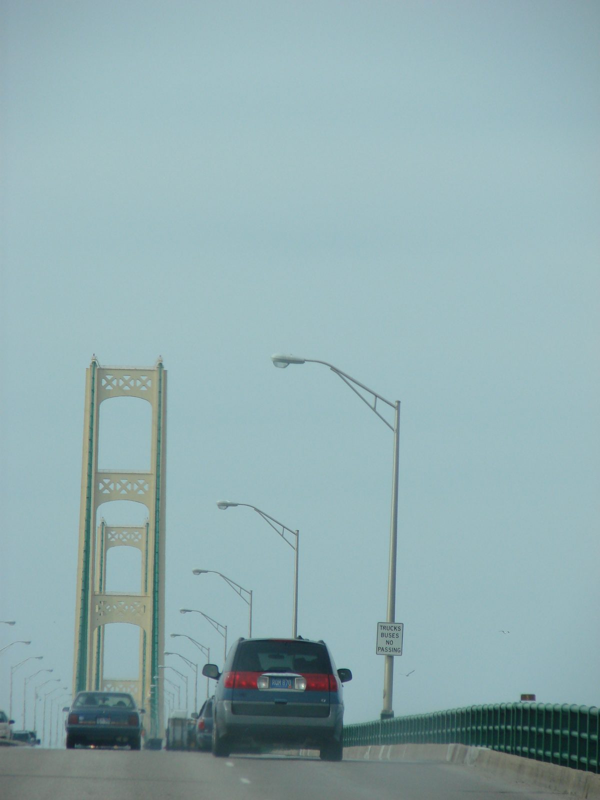 A bridge tower straight ahead