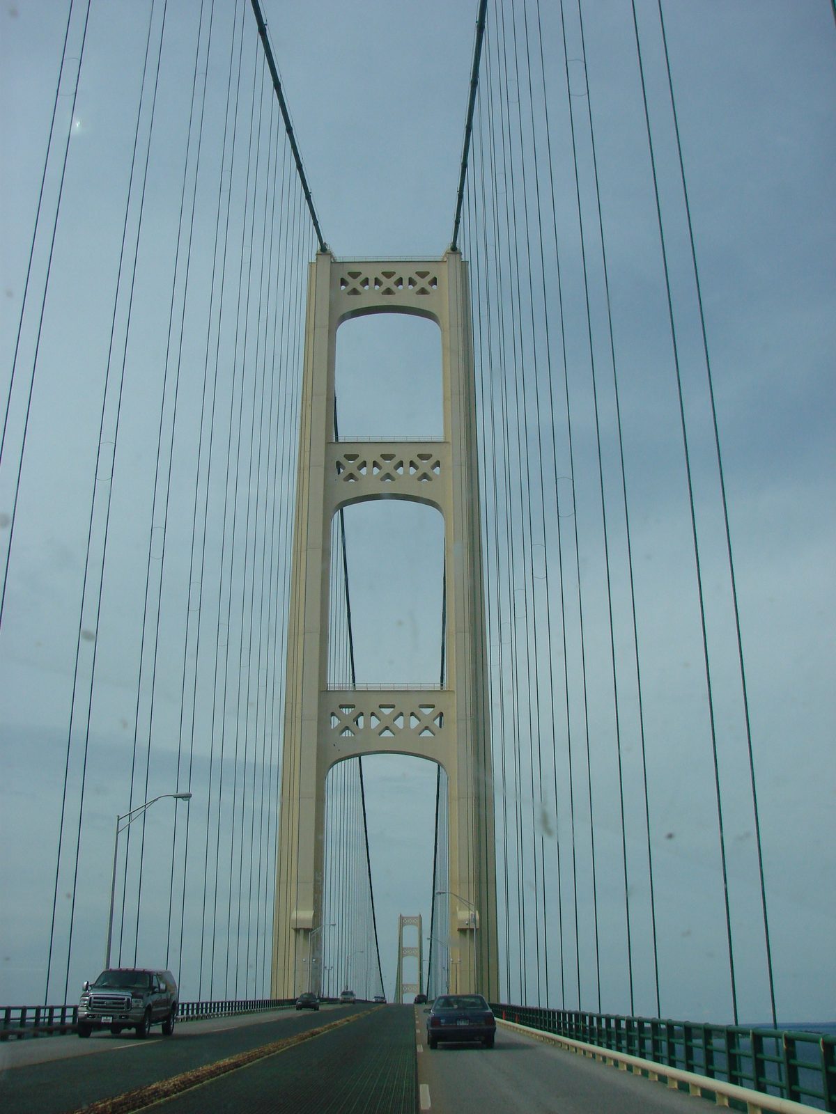 Looking up at a bridge tower